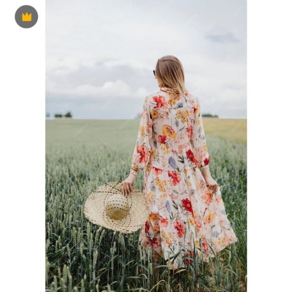 Blogger’s Favourite Zara Floral Print Maxi Shirt Dress size S - Picture 3 of 16